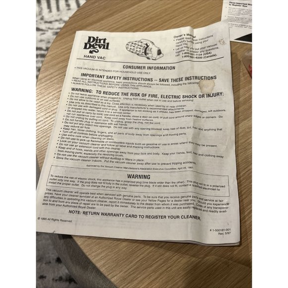 Vintage ￼1996 Royal Dirt Devil Plus Hand Held Corded Vacuum Model 08100 Tested ￼ - Picture 14 of 16